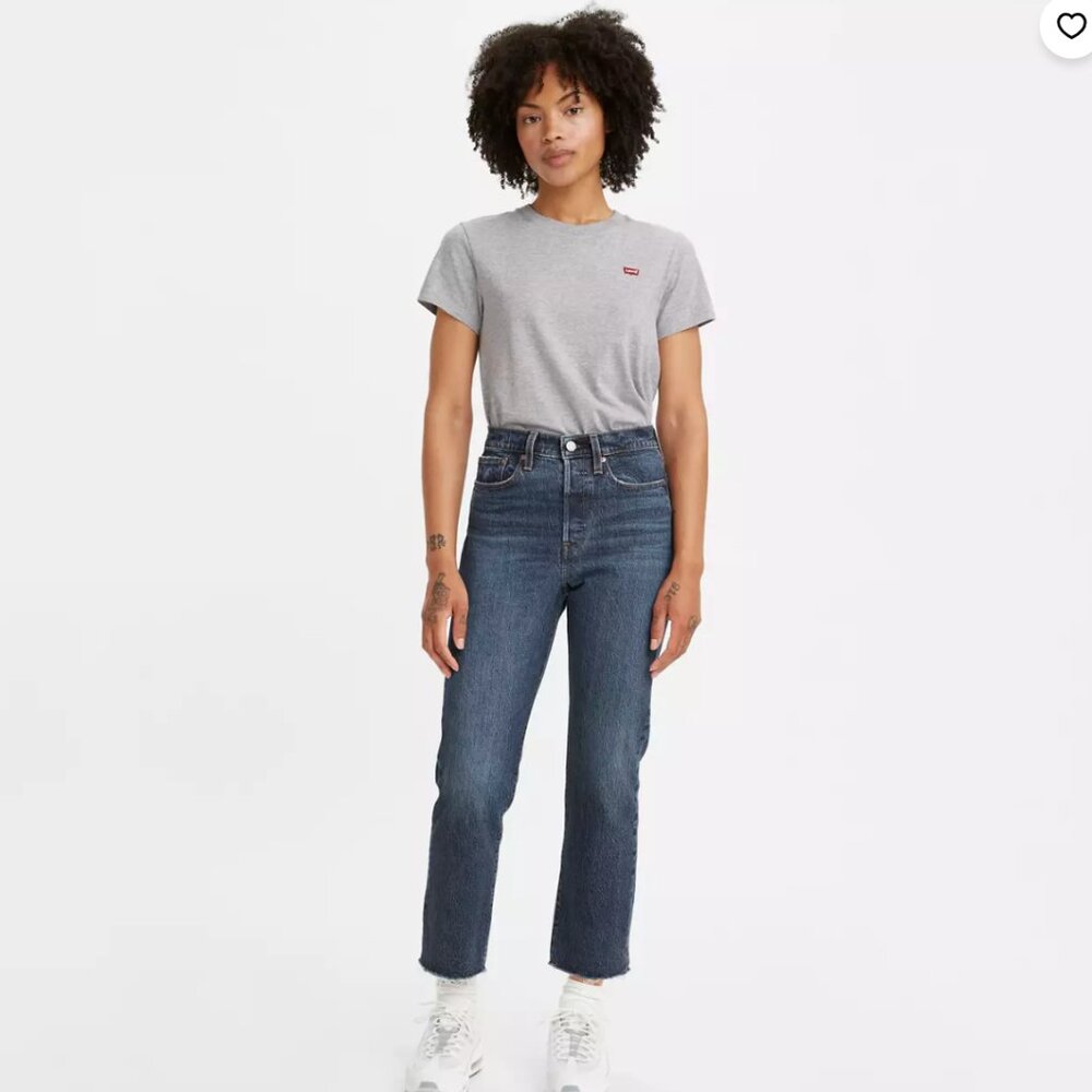 Levi's Dark Wash Wedgie Raw Hem Straight Leg Jeans High Rise Womens Size 28